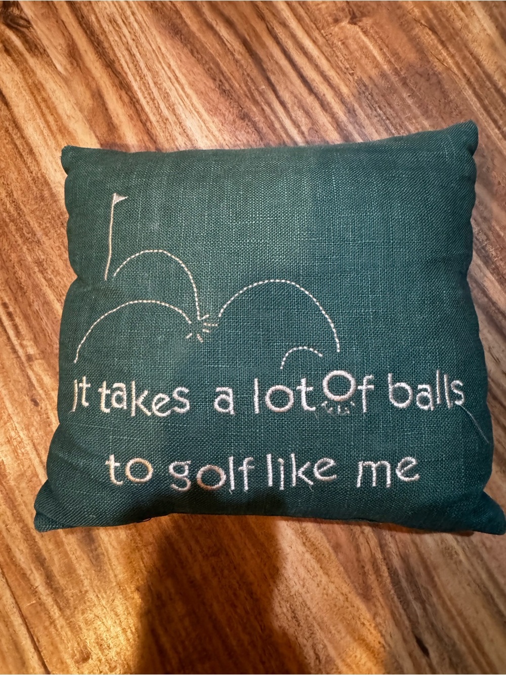 Vintage Teal Embroidered Golf Throw Pillow